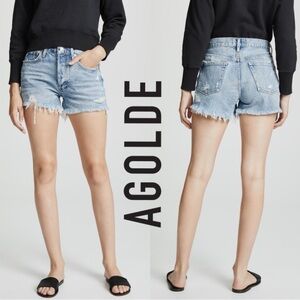 Agolde High Rise Parker Vintage Cut Off Denim Shorts in Swapmeet 26